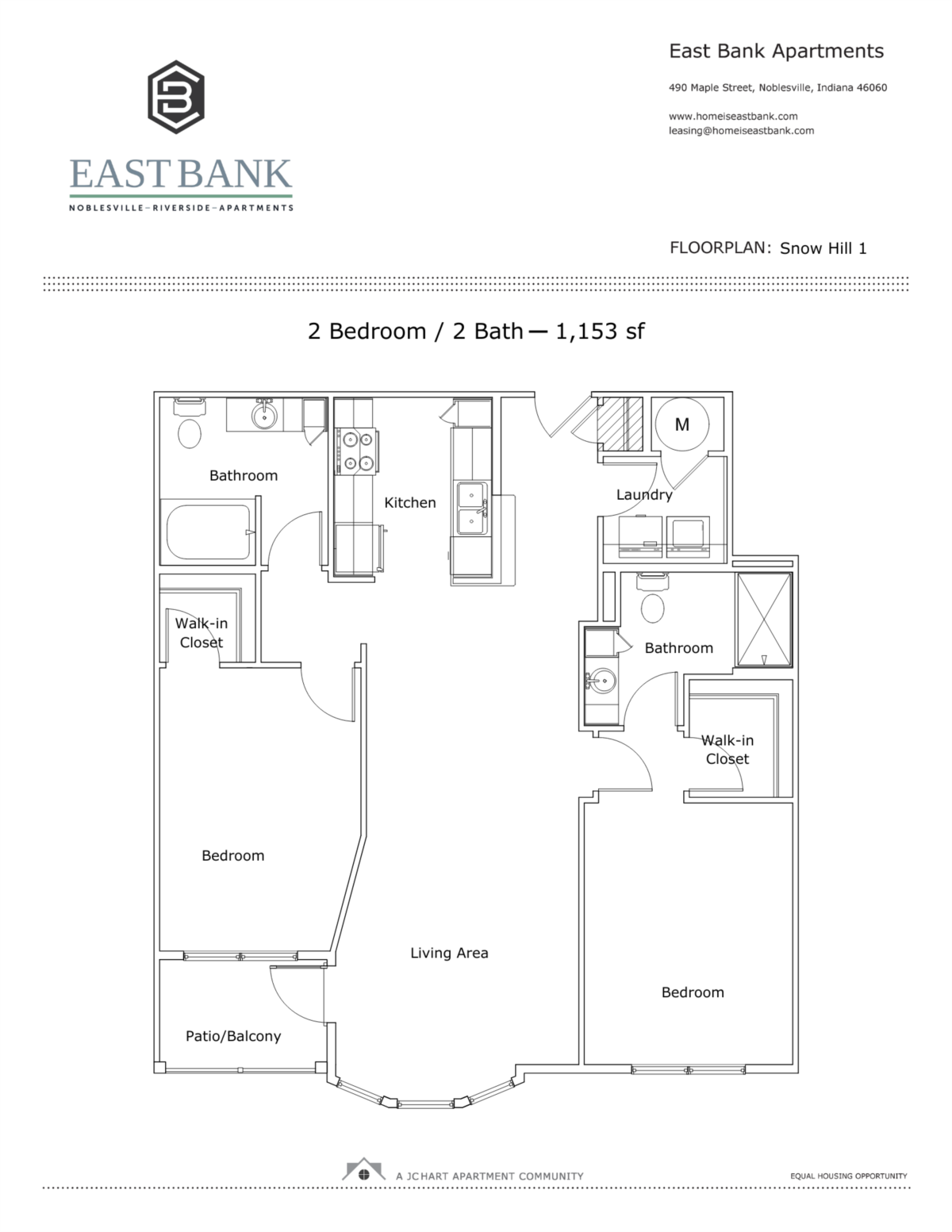 Snow Hill 1 Two-Bedroom Floor Plan | East Bank Noblesville Riverside ...