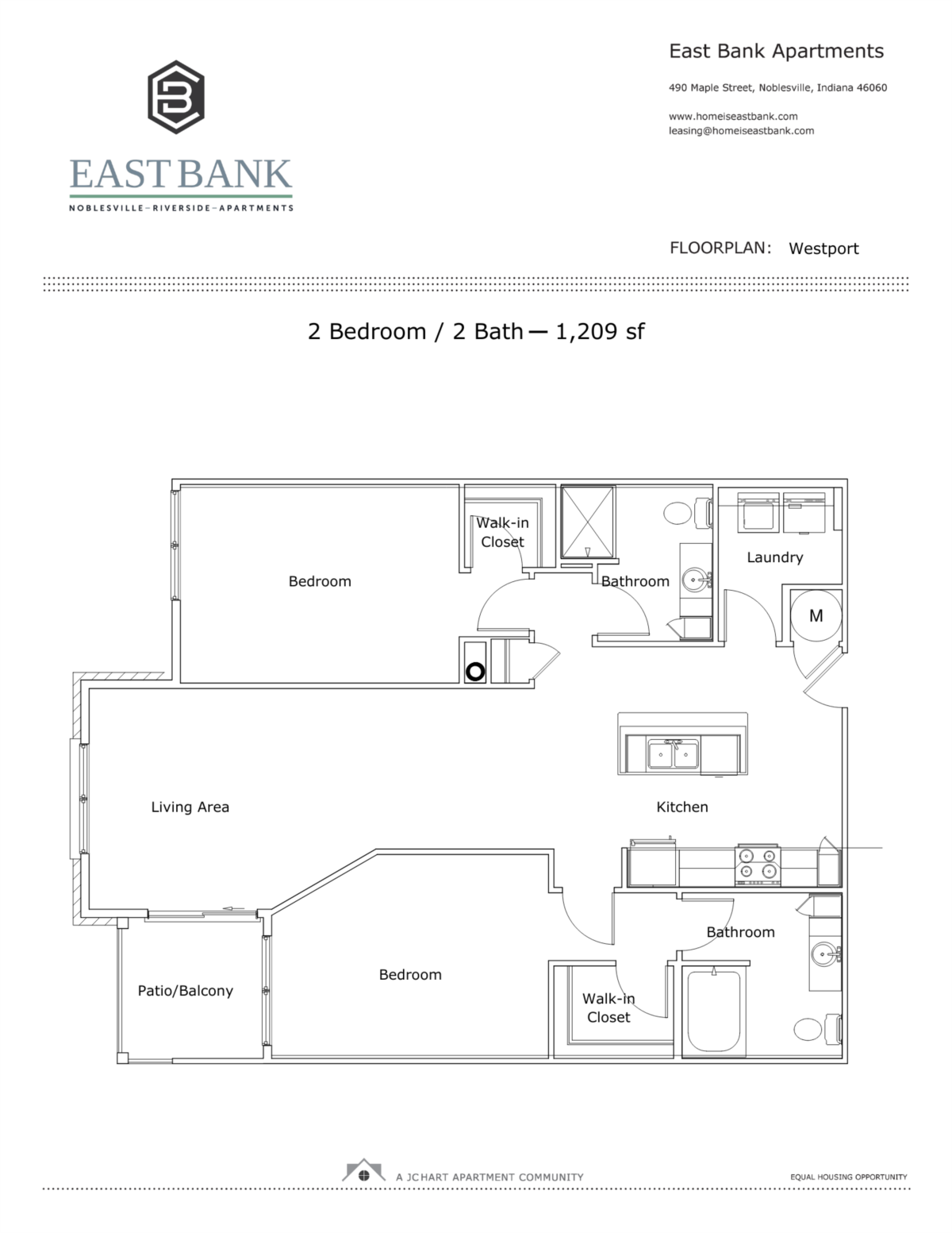 Westport Two-Bedroom Floor Plan | East Bank Apartments